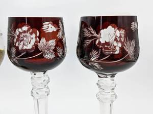 (4) Group of Wine Glasses Cranberry CTC, IRIMIEA