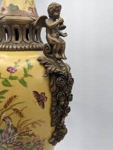 Ornate Victorian Cherub 21 Porcelain & Metal Vase