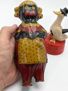 Antique Tin Litho Wind-Up Mammy & Cast Iron Coin Bank