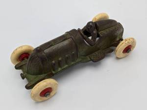 Hubley Cast Iron Antique Racing Car Excellent Patina
