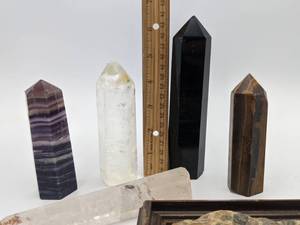Large, Natural Crystal Obelisks, Painted Slab, etc.