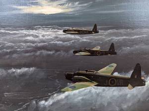 Mel Brown Original Oil on Canvas 1000 Plane Raid