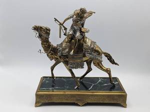 Fine Camel Warrior Bronze Sculpture on Marble