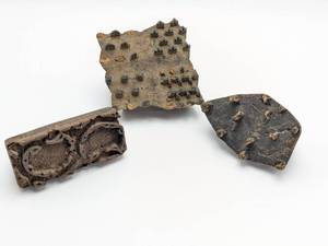(3) Group of Primitive Wallpaper Wood Blocks