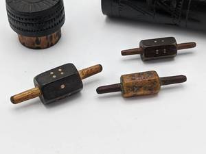 Antique Dani Tribe Headhunter  Cannibal Dice Game Set