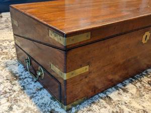 Antique Very Fine Captains  Campaign Locking Writing Desk
