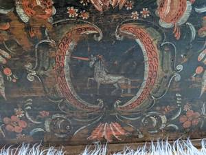Extra Large, 1821 Unicorn Hand-Painted Immigrant Trunk