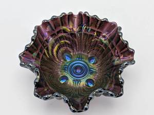 Carnival Glass Amethyst Arches, Probably Imperial, Ruffled Dish