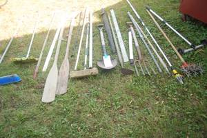 Garage lot includes shovel, pitchfo...