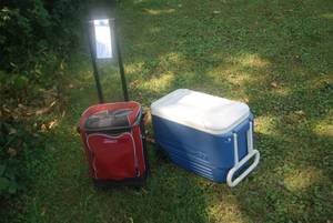 2 coolers on wheels...