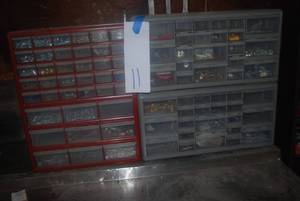 3 organizers filled with nails, scr...