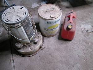 Kerosene heater, kerosene can with ...