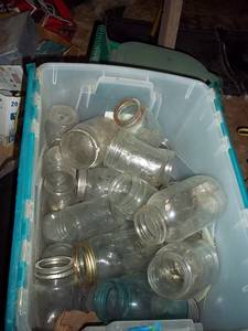 Tote full of canning jars