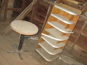 Display shelf and bistro table, ups...
