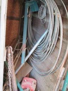 Thick metal cable, post w hose han...