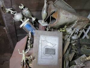Large box of trophies...