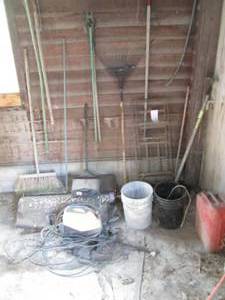 Corner lot with tools, buckets, ele...