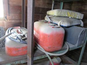 Shelf plus 2 marine gas cans, mailb...