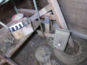 wood saw horses, tire and small cha...