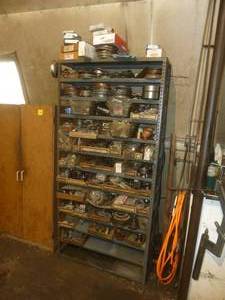 lot 144 image: Steel Shelf of Miscellaneous Transmission Parts