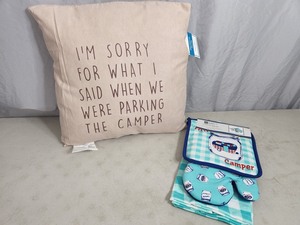 New Camper 3 Piece Kitchen Set and Throw Pillow