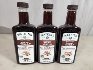 3 New Large 11 oz Bottles of Watkins Baking Vanilla