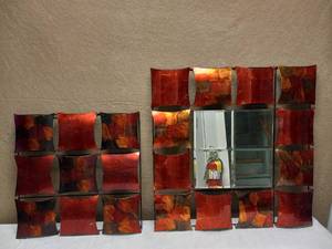 lot 96 image: (2) PANEL SQUARE WALL DECOR