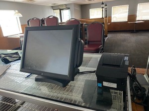lot 55 image: 3 Touchscreen POS Stations w credit card readers and w 2 printers