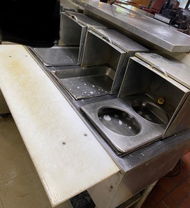 lot 37 image: NSF STEAM TABLE w custom cutting board attached (includes SS pans)