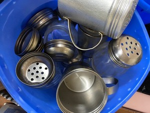 lot 117 image: Various Lot of SS tongs, spoons, ladels, shakers, etc utensils