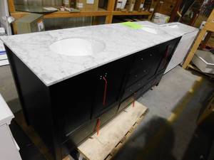 lot 55 image: Elegant Decor VF18872DBK 72 inch Double Bathroom Vanity in Black