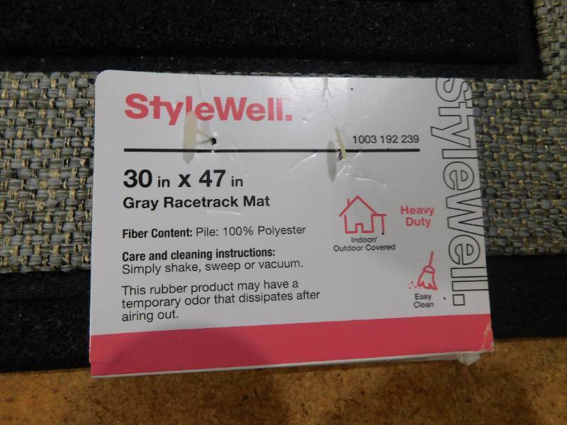 lot 60 image: StyleWell Racetrack Gray 30 in. x 47 in. Rubber Door Mat