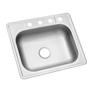lot 52 image: Glacier Bay Drop-In Stainless Steel 25 in. 4-Hole Single Bowl Kitchen Sink
