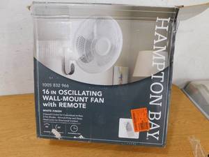 lot 28 image: Hampton Bay 16 in. Indoor Wall Mount Fan with Remote