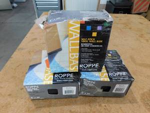lot 32 image: (3) ROPPE Self-Stick Black 4 in. x 20 ft. x 0.080 in. Vinyl Wall Cove Base Coil