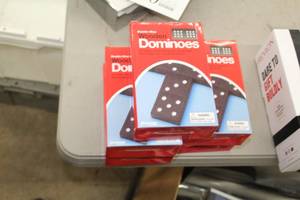 Lot of (5) Wooden Double Nine Dominoes Sets (in original packaging)