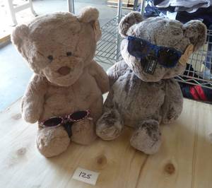 2 Super Super Soft Teddy Bears and sunglasses- Great Christmas gifts about 14 tall - you gotta feel these guys