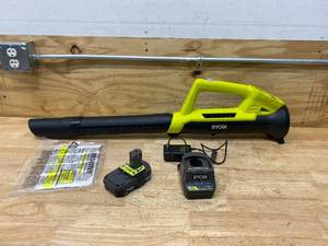 RYOBI ONE 18V 90 MPH 200 CFM Cordless Battery Leaf BlowerSweeper with 2.0 Ah Battery and Charger