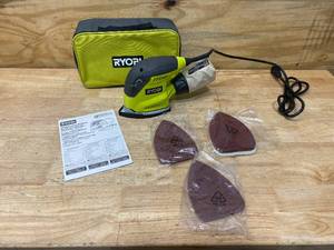RYOBI 1.2 Amp Corded 5.5 in. Corner Cat Sander with Dust Bag, Sample Sandpaper, and Storage Case