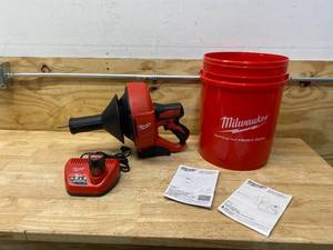 MILWAUKEE M12 12-V Lithium-Ion Cordless Drain Snake Auger W (1) 1.5Ah Battery, 516 in. x 25 ft. Cable, Charger, & 5 Gal. Bucket