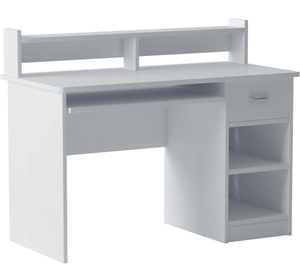 OneSpace Essential Computer Desk, Hutch with Pull-Out Keyboard, White