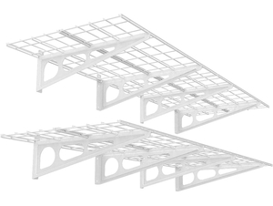 FLEXIMOUNTS 2-Pack 2x6ft 24-inch-by-72-inch Wall Shelf Garage Storage Rack Floating Shelves, White