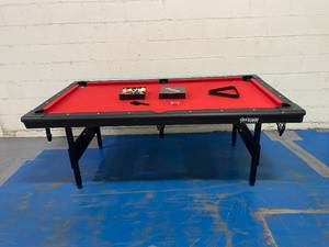 GOSPORTS 6 ft. Portable Pool Table - Includes Full Set of Balls, Chalk, and Felt Brush (Red Felt)