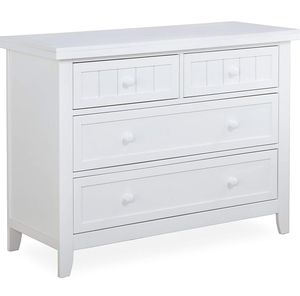 DREAM ON ME Maple Double Dresser I Kids Bedroom Dresser I Four Drawers Dresser I Farmhouse Modern, French White (598-W) , 46x18x35 Inch (Pack of 1)