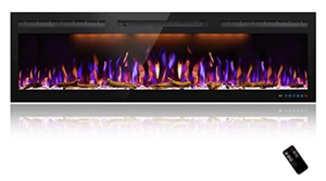 MYSTFLAME 60 inch Electric Fireplace, Recessed and Wall Mounted Slim Electric Fireplace