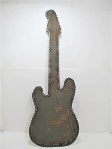 lot 13 image: Very Cool Heavy Torch-Cut Steel Guitar Sign