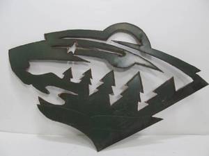 lot 14 image: Very Cool Heavy Torch-Cut Steel MN WILD Wall Display Emblem
