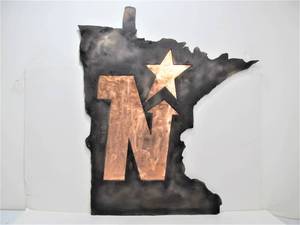 lot 15 image: Very Cool Heavy Torch-Cut Steel MN NORTH STARS Wall Display 