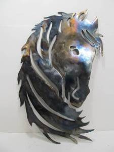 lot 18 image: Very Cool Heavy Torch-Cut Steel Stallion Horse Wall Sculpture