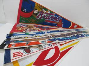 lot 38 image: Group of Assorted Vintage 80s-90s Full Sized Sports Pennants